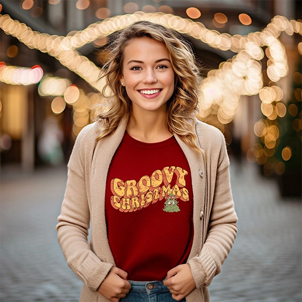 Groovy Christmas Tree Retro Christmas DTF Transfer