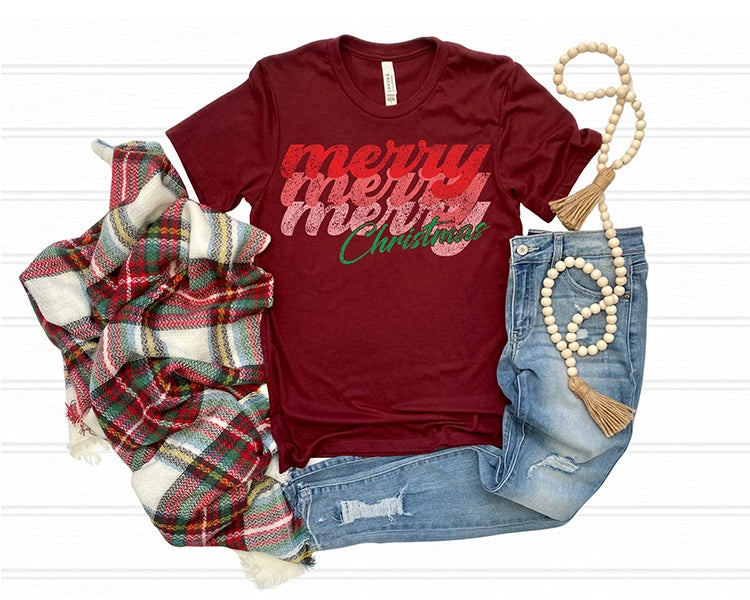 Merry Merry Merry Christmas DTF Transfer