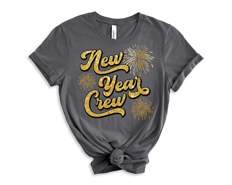 Happy New Year Rainbow Faux Glitter New Year DTF Transfer