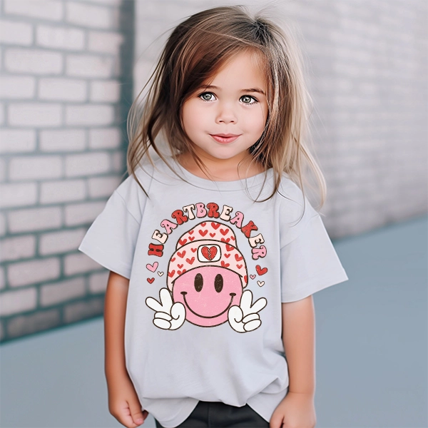 Girls Heartbreaker Boho Smiley Kids Valentines DTF Transfer