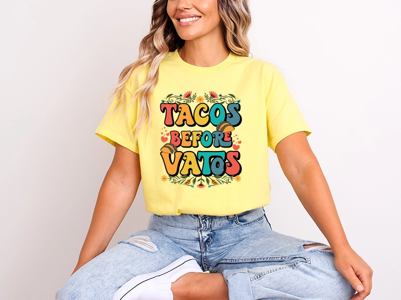 Tacos Before Vatos Funny Valentines DTF Transfer