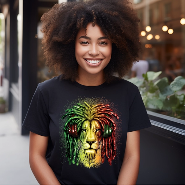 Rasta Lion with Dreads and Headphones DTF Transfer