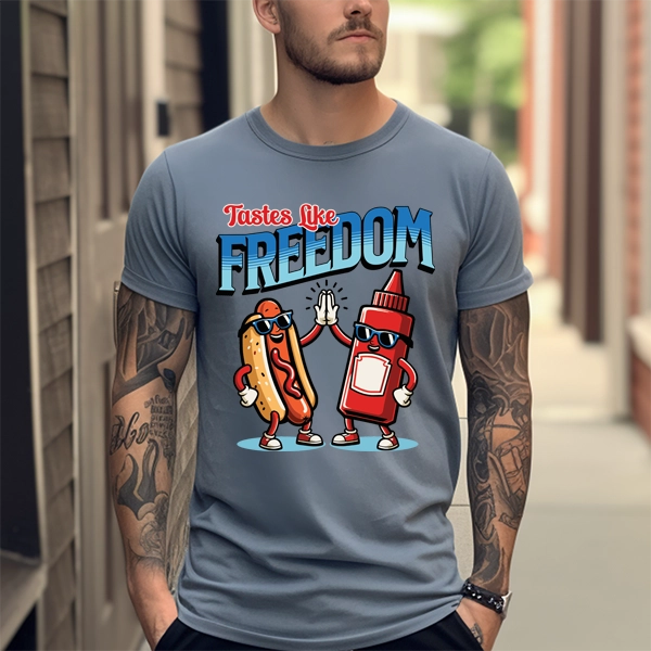 Tastes Like Freedom Retro Hot Dog Funny Patriotic DTF TransferPatriotic
