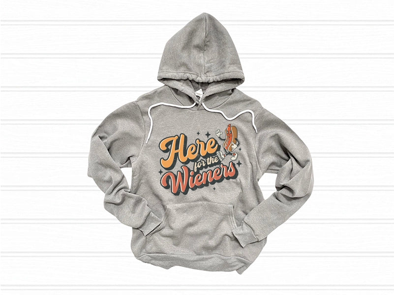 Here for the Wieners Retro Hot Dog Funny Patriotic DTF TransferPatriotic