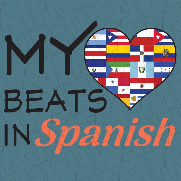 My Heart Beats in Spanish DTF Transfer