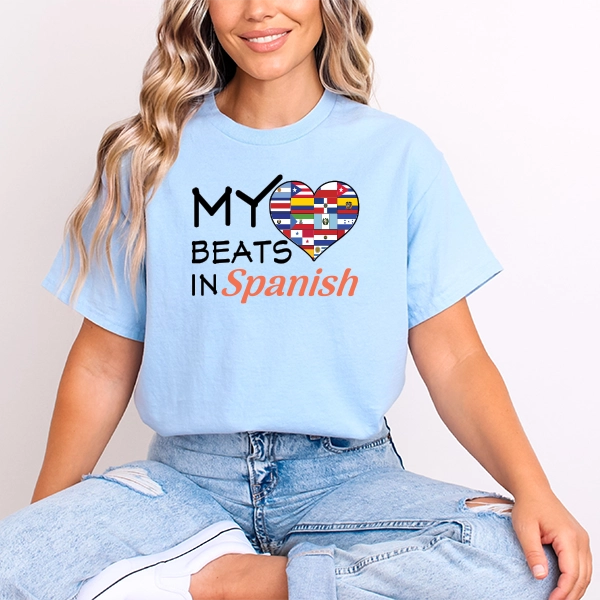 My Heart Beats in Spanish DTF Transfer